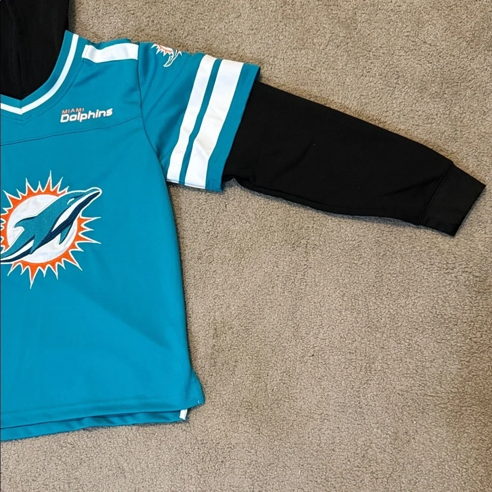 Kids Teal and Black Miami Dolphins Hoodie Jersey